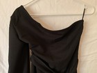 L Women   s Black One Long Sleeve Wide Pants Polyester Jumpsuit