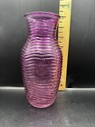 Vintage 1 Red Ribbed Glass Bottle  Vase 8  Tall Approx