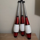 Set Of 3 Red And White Juggling Club Set 20    Clubs Great For Any Age