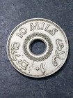 1942 Israel Palestine British Mandate 10 Mils  Bronze Coin  9o86
