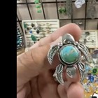 Sterling Silver   Kingman Turquoise Southwest Style Sea Turtle Pendant