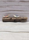 Wooden Hand Carved Whistle Plastic Two Cockatiel Birds Blue And Red 