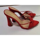 Shoe Dazzle Heeled Sandal Size 9 Recycle Textile Faux-suede Red Heel 4 2 In 