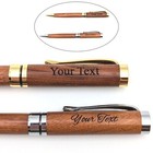 Custom Engraved Wood Ballpoint Pen Luxury Personalized Twist 1mm Tip Office Gift