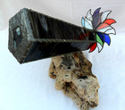 Large Stained Glass Art Kaleidoscope Double Wheel- Burl Wood Base Steve Failows