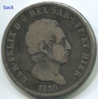 Italy Sardinia 1830-l  5 Lire Silver Coin Km 116 1  Carlo Felice  Mintage 913k