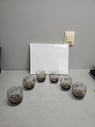 Federal Glass Set Of 6 Roly Poly Cocktail Glasses Smoked Grey Gold Roman Coin 
