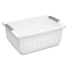  2 Pack  Large Stacking Basket  Open Plastic Bin  Space Saving Organizers  White
