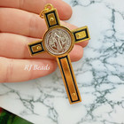 2-7 8     Gold Saint St Benedict Black Crucifix Crosses    Rosary Charm Pendant