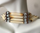 Native American Indian Style Buffalo Bone Choker Necklace Beaded Vintage White