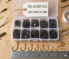 300pcs High Carbon Steel Fishing Hooks Set Barbed Assorted Sizes W  Box