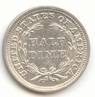 1858 Seated Liberty Half Dime  Lustrous Au Details