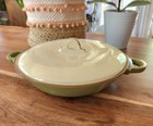 Vietri Cucina Fresca 1 75 Qt Round Covered Casserole  Cream   Sage Made In Italy