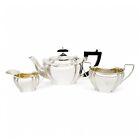 Antique Edwardian Sterling Silver 3 Pc Tea Set  Octagonal Fluted Form  477 5 G