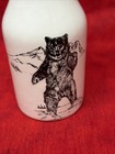 Vintage White Ceramic Bud Vase Black Ink Bear Figure Illustration Alaska  30a 