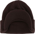 Men s Winter Beanie Hat With Visor Brim Warm Thick Knit Cuffed Watch Cap