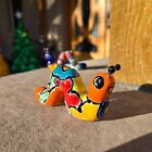 Talavera Mini Worm Caterpillar Mexican Clay Folk Art Figurine Orange