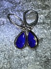 Lapis Earrings In Silver With Partially Gold Plated Setting