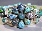 Navajo Grdaaa Sky Horse Turquoise Clusters Sterling Silver Bracelet Ring Sz9 78g
