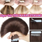 Tape In Hair Extensions Skin Wefts Thick Real Remy Human Hair Invisible Adhesive
