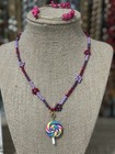 Children   s Multicolor Beaded Necklace With Lollipop Pendant And Pink Bracelet