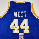 Autographed signed Jerry West West Virginia Blue College Basketball Jersey Jsa C