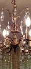 Vtg French Brass  6 Light Shimmering Cut Crystal Chandelier 19  X 21  Wide 