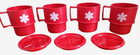 Vintage Red   Green Tupperware Mugs Set Of 8 Cups W  7 Lids
