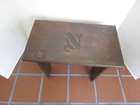 Vintage Handcrafted Carved Wood Foot Stool Monogrammed    n    Farmhouse Cabin 16  W
