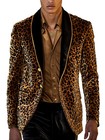 Leopard Print Men s Velvet Coat Shawl Lapel Single Breasted Button Party Jackets