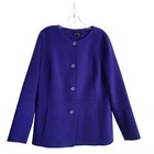 Talbots Wool Cardigan Knit Blazer Jacket Size 14w Royal Blue Casual Office