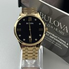 Bulova Classic 97d108 Black Diamond Dial Gold-tone Bracelet Men s Quartz Watch