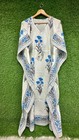Women   s Hand Block Cotton Kaftan Dress Blue Floral Boho Beach Maxi Free Size Us