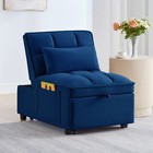 Sofa Bed Convertible Sofa Couch Velvet Single Pull-out Sofa Bed Adjustable Navy