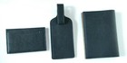 Three Piece Set Passport Holder Luggage Tag Card Case Leather Navy Made In Usa