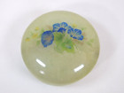 Vintage Italian Alabaster Trinket Box Hand Painted Blue Floral Hinged Stone 4 