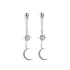 Women s Long Earrings Fashion Zircon Tassel Star Moon Pendant Ear Studs Alloy