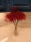 Vintage 1950s French Handmade Glass Beaded Red   Gold Flower Stems Set Of 20