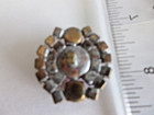 Magnificent Czech Vintage Style Glass Rhinestone Button     Crystal W c Ruby Red