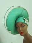 Diva Huge Jack Mcconnell Bespoken Sculptural Hat Green Parasisal Straw Wedding