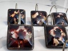 Set Of 10 Decorative Shower Curtain Hooks Tortoise Shell Design Resin   Metal