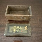Vtg Wooden Trinket   Jewelry Box   Clear Resin Top W inlaid Pressed Flowers