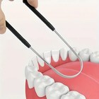 1 Stainless Steel Tongue Scraper With 4 Random Colors  Plastic Handle