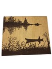 Vintage Ac-cent-us Canoe Lake Textile Screen Print Wall Art 14x12 Mcm