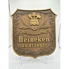Vintage Heineken  on Draught  Wood Wall Plaque 12 5    Bar Decor