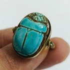 Antique-style Egyptian Scarab Ring With Blue Stone  Handmade   Unique