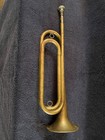 Frank Holton Antique Brass Bugle Gold Finish With Mouthpiece And Strap Eyelets