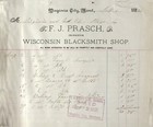1891 F  J  Prasch Prop  Wisconsin Blacksmith Shop Billhead Virginia City Mt