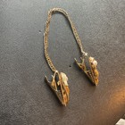 Vintage Gold Tone Leaf Dress Clips With Chain And Round Imitation Pearl