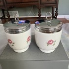 Set Of 2 Royal Worcester Egg Coddlers Cups Pink Rose King Size 4 25    Tall